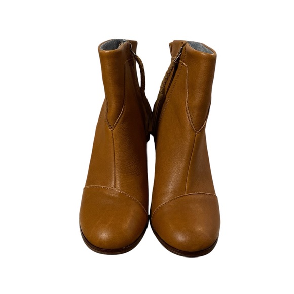 Toms Booties Women’s 7 Brown Leather Lunata Boots Casual Round Toe Block Heel - Picture 2 of 13